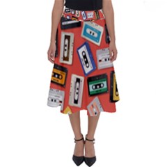 Vintage Retro Cassette Tape Pattern Design Template Perfect Length Midi Skirt by Wegoenart