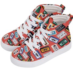 Vintage Retro Cassette Tape Pattern Design Template Kids  Hi-top Skate Sneakers by Wegoenart