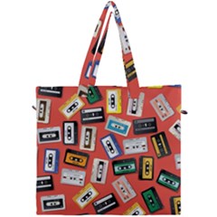 Vintage Retro Cassette Tape Pattern Design Template Canvas Travel Bag by Wegoenart