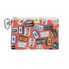 Vintage Retro Cassette Tape Pattern Design Template Canvas Cosmetic Bag (medium) by Wegoenart