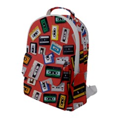 Vintage Retro Cassette Tape Pattern Design Template Flap Pocket Backpack (large) by Wegoenart