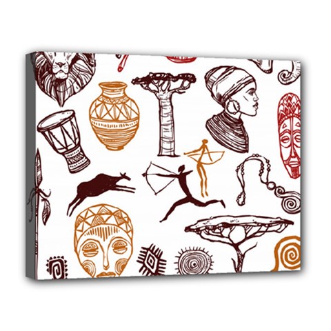 Africa Doodle Set Canvas 14  X 11  (stretched)