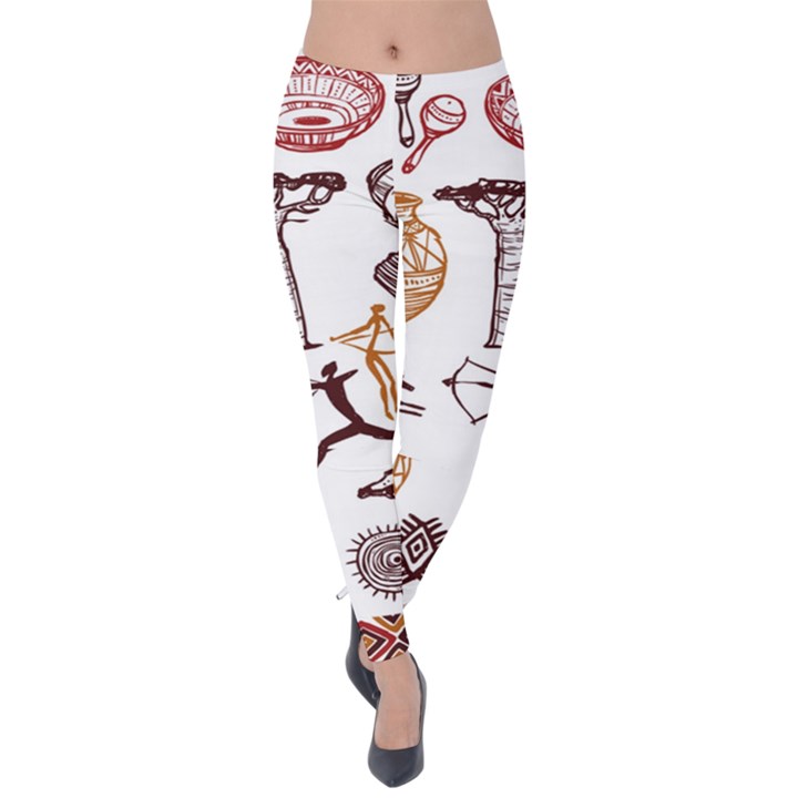 Africa Doodle Set Velvet Leggings