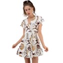 Africa Doodle Set Flutter Sleeve Wrap Dress View1