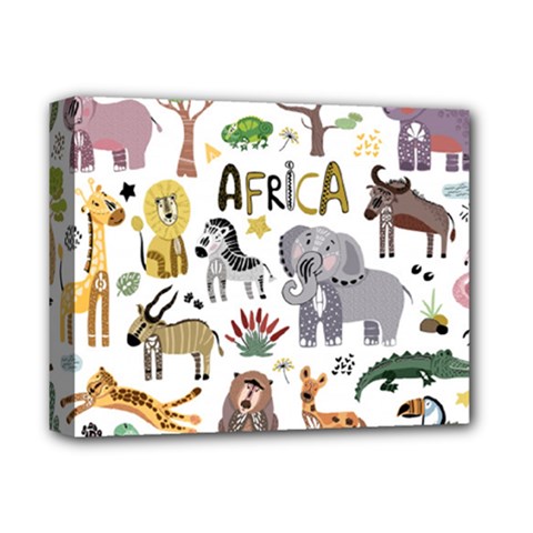 Cartoon African Animals Deluxe Canvas 14  X 11  (stretched) by Wegoenart