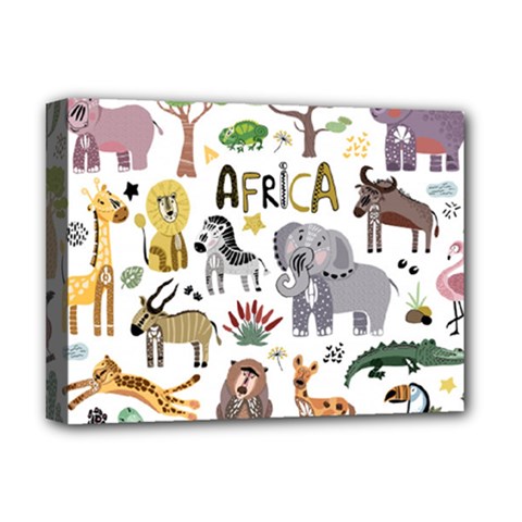 Cartoon African Animals Deluxe Canvas 16  X 12  (stretched)  by Wegoenart