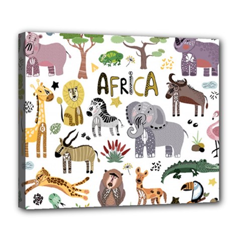 Cartoon African Animals Deluxe Canvas 24  X 20  (stretched) by Wegoenart