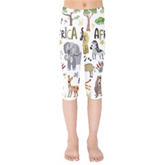 Cartoon African Animals Kids  Capri Leggings  by Wegoenart