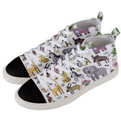 Cartoon African Animals Men s Mid-top Canvas Sneakers by Wegoenart