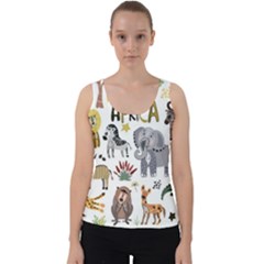 Cartoon African Animals Velvet Tank Top by Wegoenart