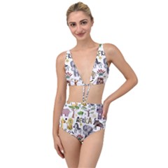 Cartoon African Animals Tied Up Two Piece Swimsuit by Wegoenart