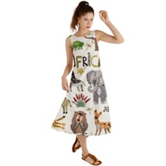 Cartoon African Animals Summer Maxi Dress by Wegoenart