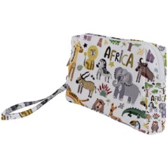 Cartoon African Animals Wristlet Pouch Bag (small) by Wegoenart