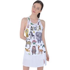 Cartoon African Animals Racer Back Mesh Tank Top