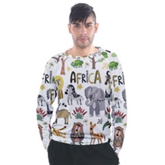 Cartoon African Animals Men s Long Sleeve Raglan Tee