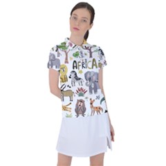 Cartoon African Animals Women s Polo Tee