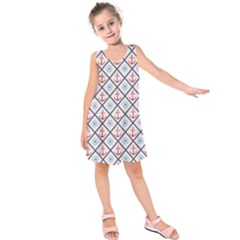 Seamless Pattern With Cross Lines Steering Wheel Anchor Kids  Sleeveless Dress by Wegoenart