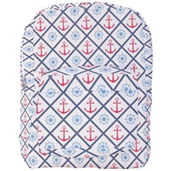 Seamless Pattern With Cross Lines Steering Wheel Anchor Full Print Backpack by Wegoenart