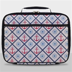 Seamless Pattern With Cross Lines Steering Wheel Anchor Full Print Lunch Bag by Wegoenart