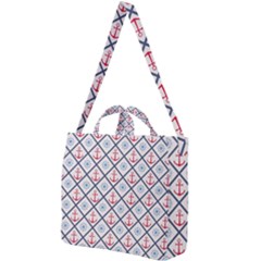 Seamless Pattern With Cross Lines Steering Wheel Anchor Square Shoulder Tote Bag by Wegoenart