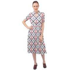 Seamless Pattern With Cross Lines Steering Wheel Anchor Keyhole Neckline Chiffon Dress by Wegoenart