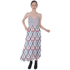 Seamless Pattern With Cross Lines Steering Wheel Anchor Tie Back Maxi Dress by Wegoenart