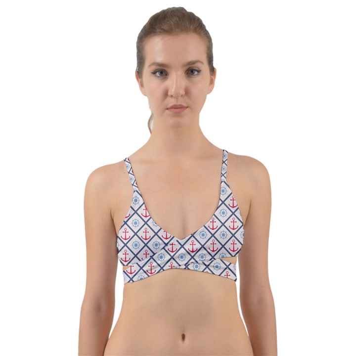 Seamless Pattern With Cross Lines Steering Wheel Anchor Wrap Around Bikini Top