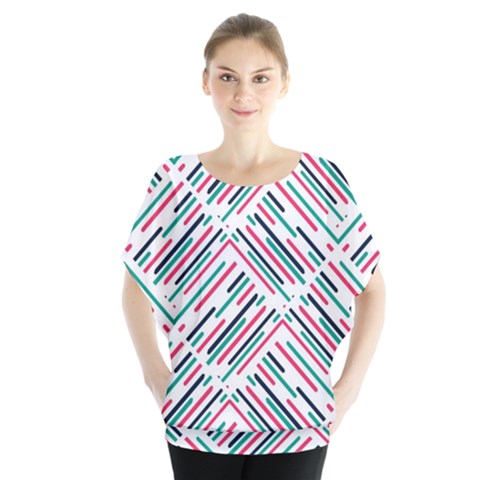 Abstract Colorful Pattern Background Batwing Chiffon Blouse by Wegoenart