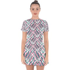 Abstract Colorful Pattern Background Drop Hem Mini Chiffon Dress