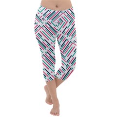 Abstract Colorful Pattern Background Lightweight Velour Capri Yoga Leggings by Wegoenart