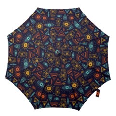 Trendy African Maya Seamless Pattern With Doodle Hand Drawn Ancient Objects Hook Handle Umbrellas (small) by Wegoenart