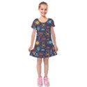 Trendy African Maya Seamless Pattern With Doodle Hand Drawn Ancient Objects Kids  Short Sleeve Velvet Dress View1