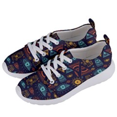 Trendy African Maya Seamless Pattern With Doodle Hand Drawn Ancient Objects Women s Lightweight Sports Shoes by Wegoenart