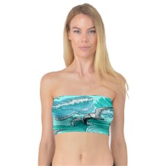 Sea Waves Seamless Pattern Bandeau Top by Wegoenart