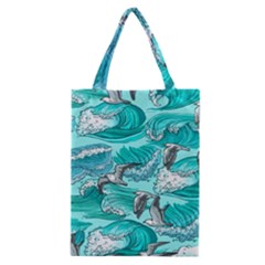 Sea Waves Seamless Pattern Classic Tote Bag by Wegoenart