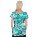 Sea Waves Seamless Pattern Cap Sleeve Top View2