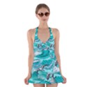 Sea Waves Seamless Pattern Halter Dress Swimsuit  View1