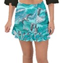 Sea Waves Seamless Pattern Fishtail Mini Chiffon Skirt View1