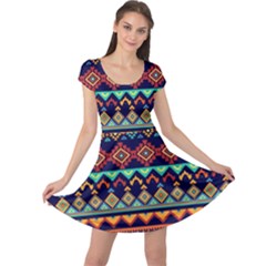 Pattern Tribal Style Cap Sleeve Dress by Wegoenart