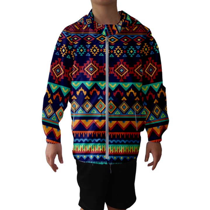 Pattern Tribal Style Kids  Hooded Windbreaker