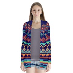 Pattern Tribal Style Drape Collar Cardigan by Wegoenart