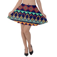 Pattern Tribal Style Velvet Skater Skirt