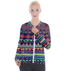 Pattern Tribal Style Casual Zip Up Jacket by Wegoenart