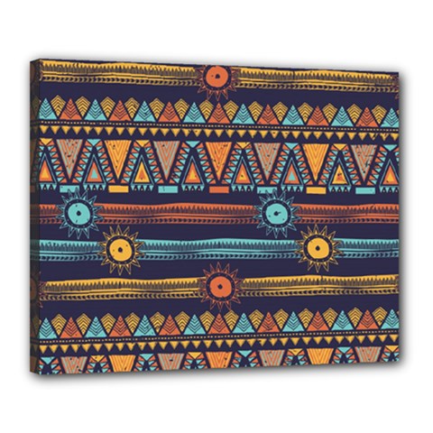 Bohemian Ethnic Seamless Pattern With Tribal Stripes Canvas 20  X 16  (stretched)