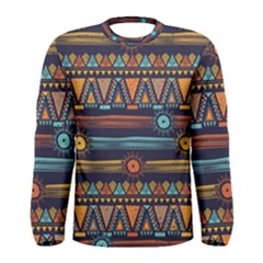 Bohemian Ethnic Seamless Pattern With Tribal Stripes Men s Long Sleeve Tee