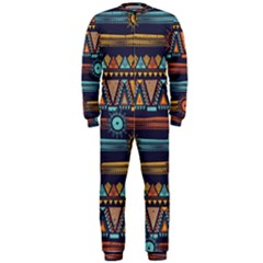 Bohemian Ethnic Seamless Pattern With Tribal Stripes Onepiece Jumpsuit (men) 