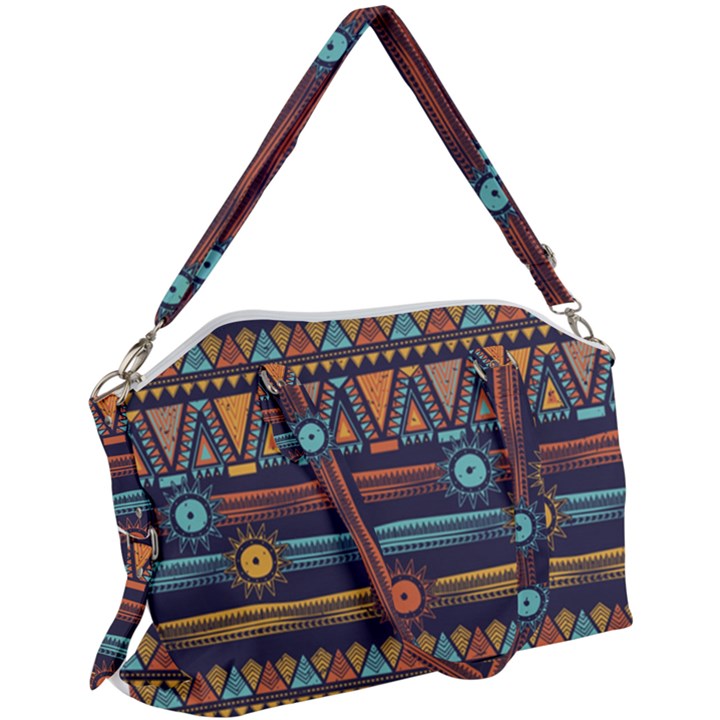 Bohemian Ethnic Seamless Pattern With Tribal Stripes Canvas Crossbody Bag