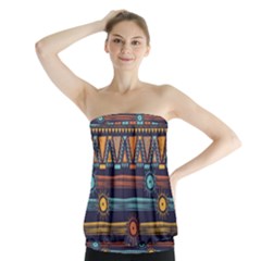 Bohemian Ethnic Seamless Pattern With Tribal Stripes Strapless Top by Wegoenart