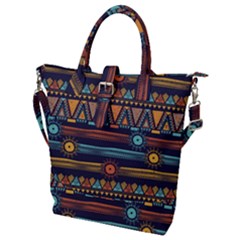 Bohemian Ethnic Seamless Pattern With Tribal Stripes Buckle Top Tote Bag by Wegoenart