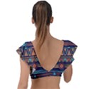 Bohemian Ethnic Seamless Pattern With Tribal Stripes Plunge Frill Sleeve Bikini Top View2